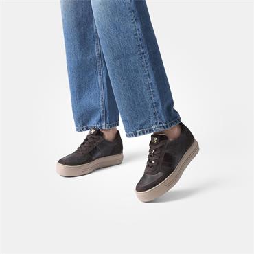 Paul Green Platform Laced Trainer - Chocolate